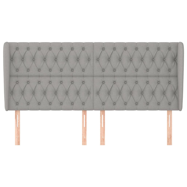 sengegavl med kanter 183x23x118/128 cm stof lysegrå