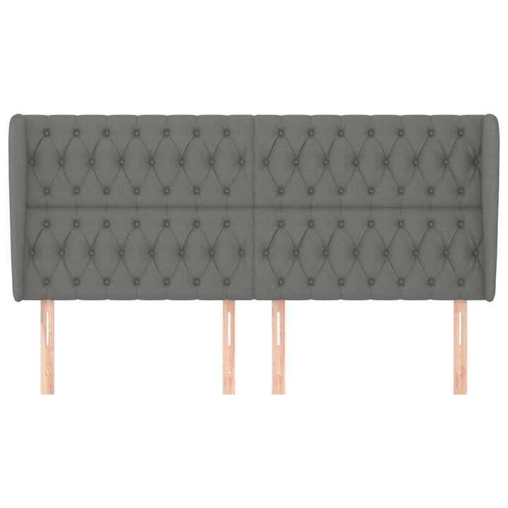 sengegavl med kanter 203x23x118/128 cm stof mørkegrå