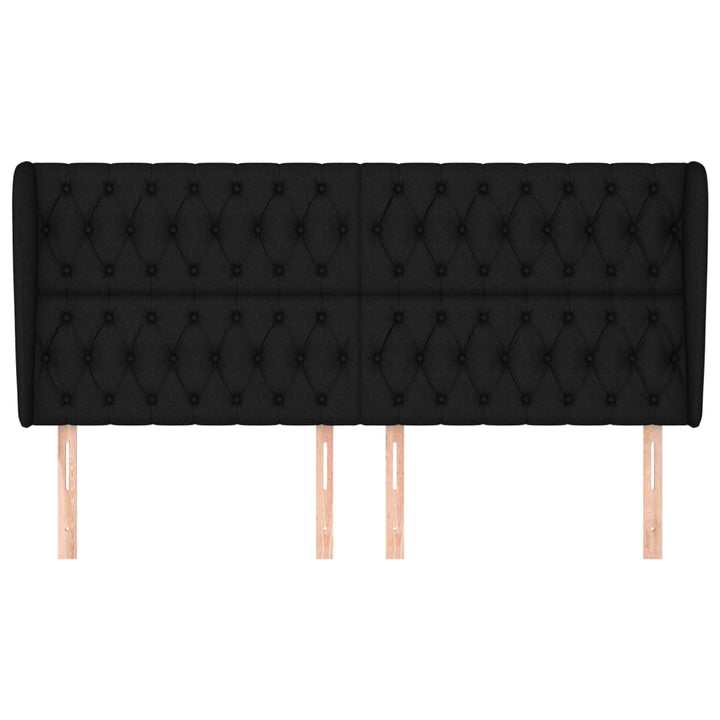sengegavl med kanter 203x23x118/128 cm stof sort