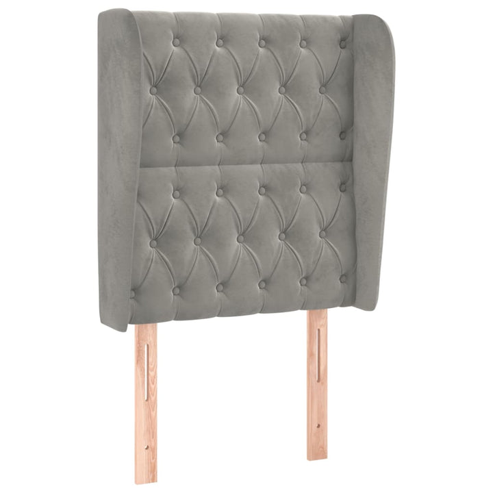 sengegavl med kanter 83x23x118/128 cm fløjl lysegrå