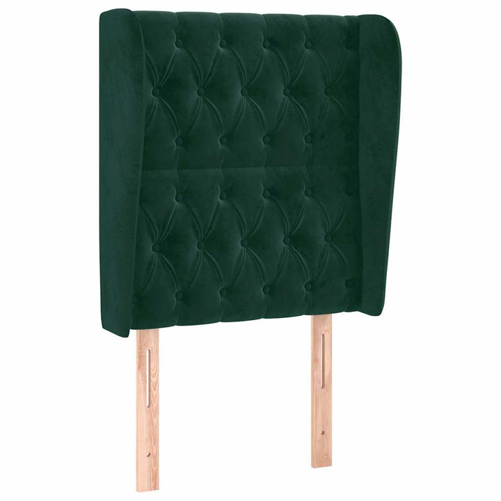 sengegavl med kanter 83x23x118/128 cm fløjl mørkegrøn