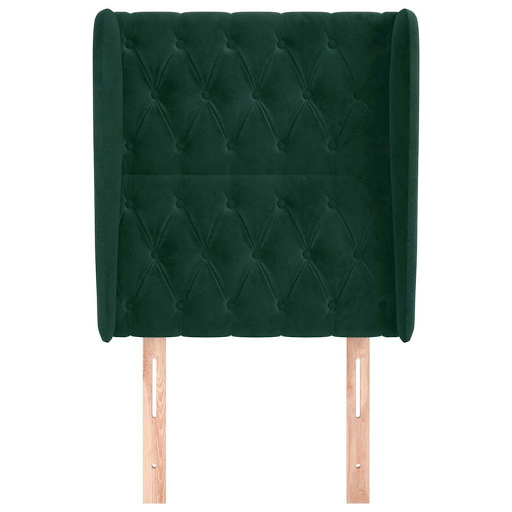 sengegavl med kanter 83x23x118/128 cm fløjl mørkegrøn