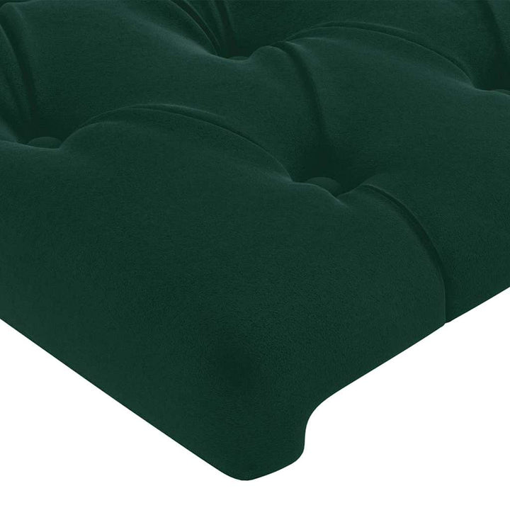 sengegavl med kanter 83x23x118/128 cm fløjl mørkegrøn