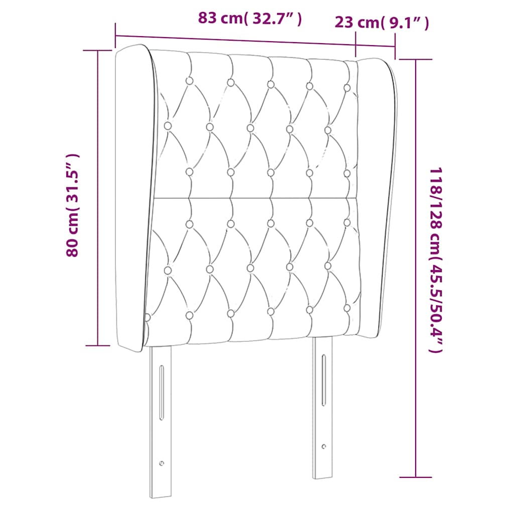 sengegavl med kanter 83x23x118/128 cm fløjl mørkegrøn