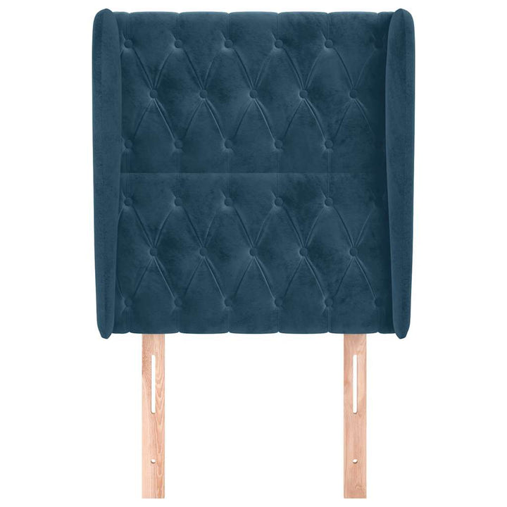 sengegavl med kanter 83x23x118/128 cm fløjl mørkeblå