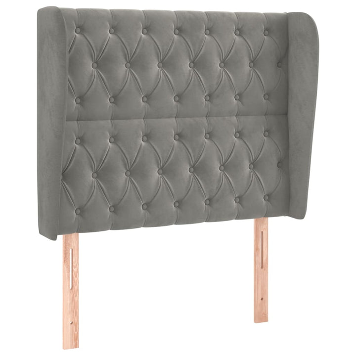 sengegavl med kanter 93x23x118/128 cm fløjl lysegrå
