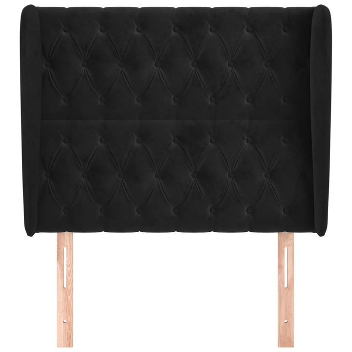 sengegavl med kanter 93x23x118/128 cm fløjl sort