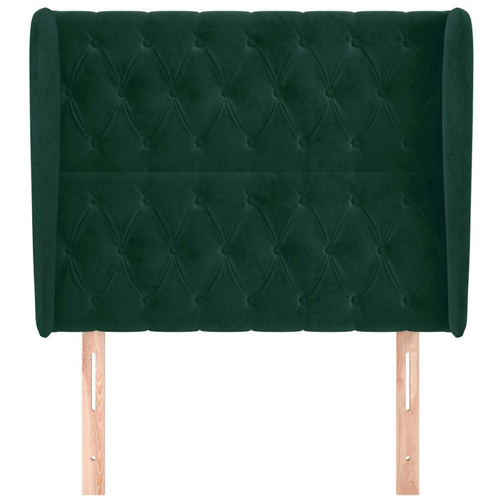 sengegavl med kanter 93x23x118/128 cm fløjl mørkegrøn