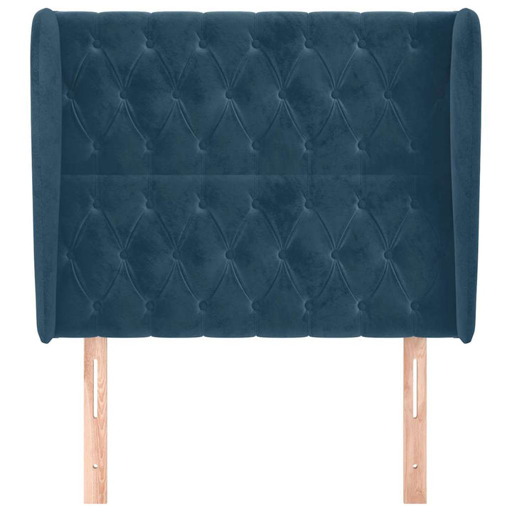 sengegavl med kanter 93x23x118/128 cm fløjl mørkeblå