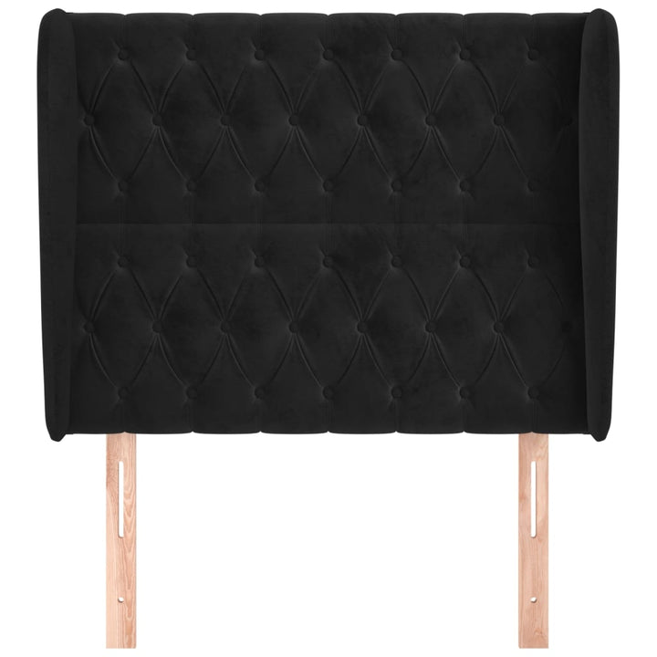 sengegavl med kanter 103x23x118/128 cm fløjl sort