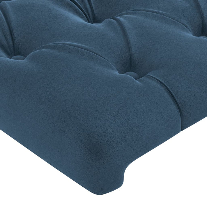 sengegavl med kanter 147x23x118/128 cm fløjl mørkeblå