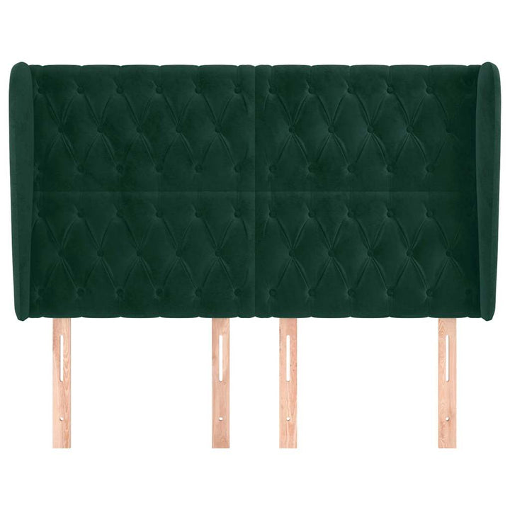 sengegavl med kanter 163x23x118/128 cm fløjl mørkegrøn