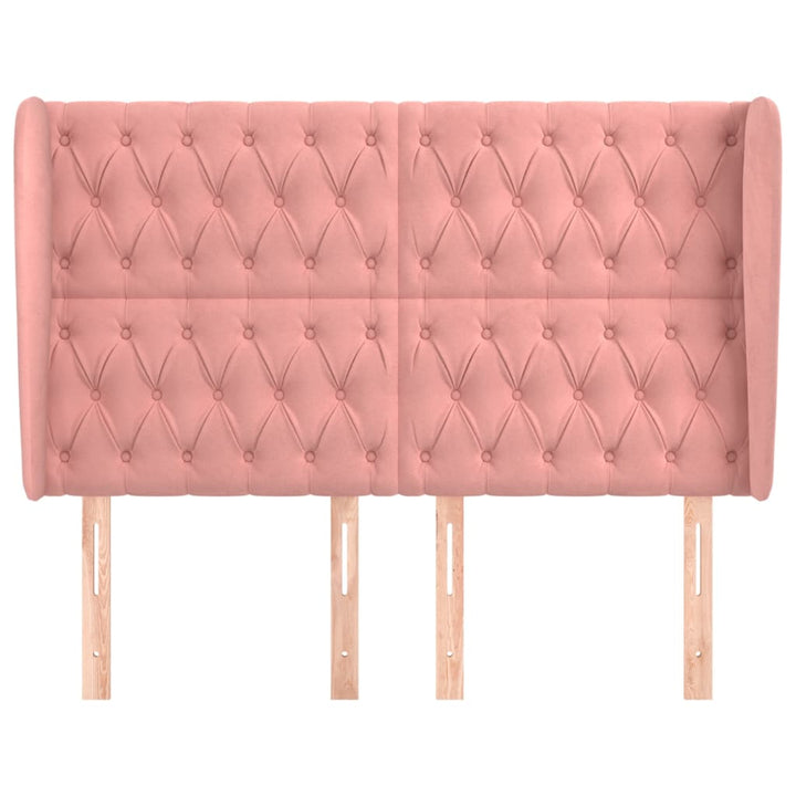 sengegavl med kanter 163x23x118/128 cm fløjl lyserød