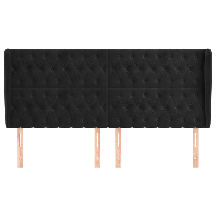sengegavl med kanter 183x23x118/128 cm fløjl sort