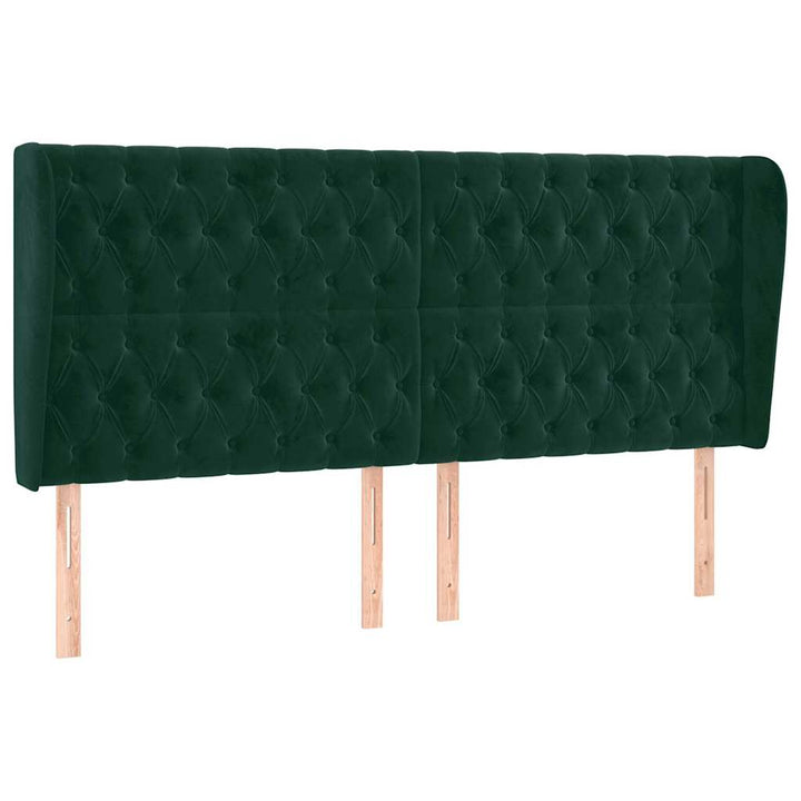 sengegavl med kanter 183x23x118/128 cm fløjl mørkegrøn
