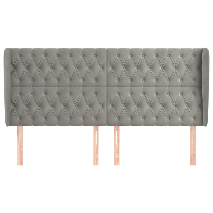 sengegavl med kanter 203x23x118/128 cm fløjl lysegrå