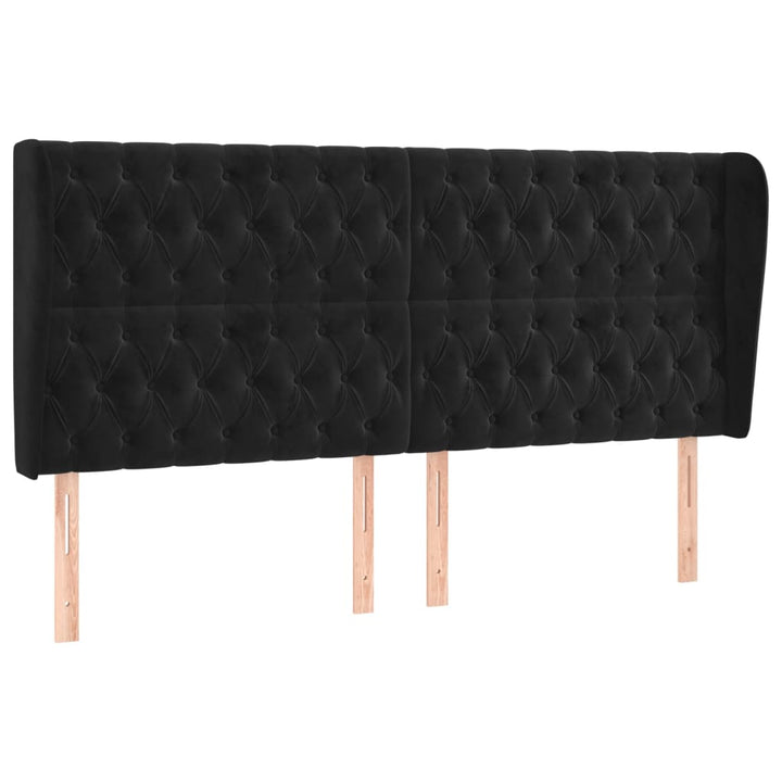 sengegavl med kanter 203x23x118/128 cm fløjl sort