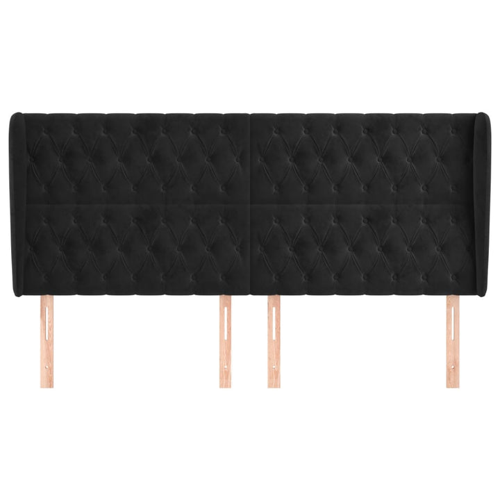 sengegavl med kanter 203x23x118/128 cm fløjl sort