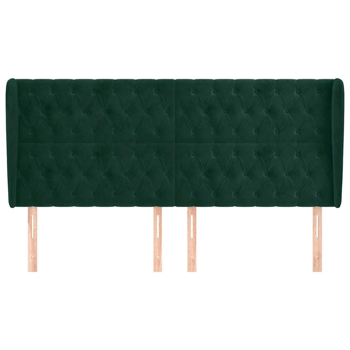 sengegavl med kanter 203x23x118/128 cm fløjl mørkegrøn