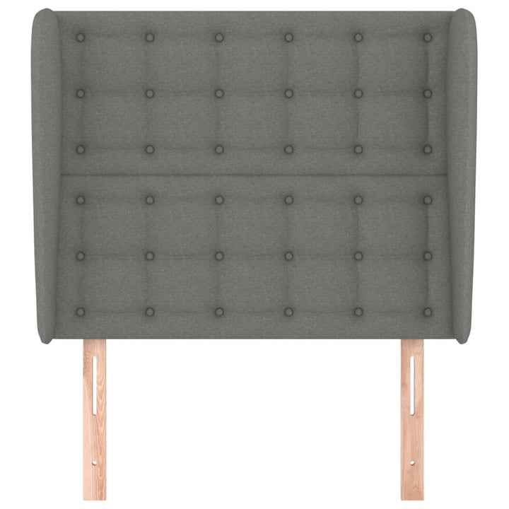 sengegavl med kanter 83x23x118/128 cm stof mørkegrå