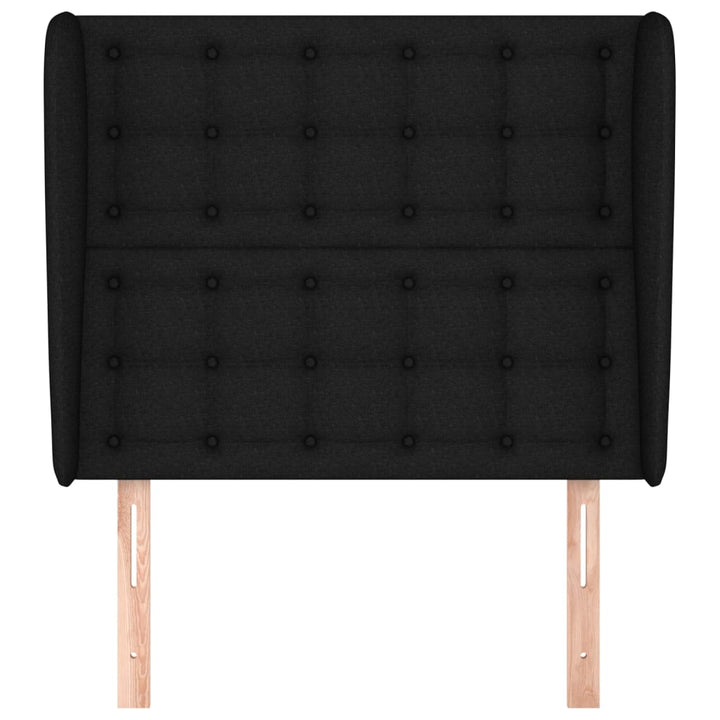 sengegavl med kanter 83x23x118/128 cm stof sort