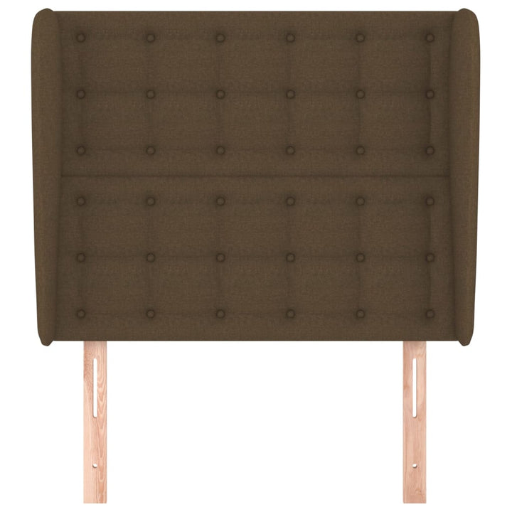 sengegavl med kanter 83x23x118/128 cm stof mørkebrun