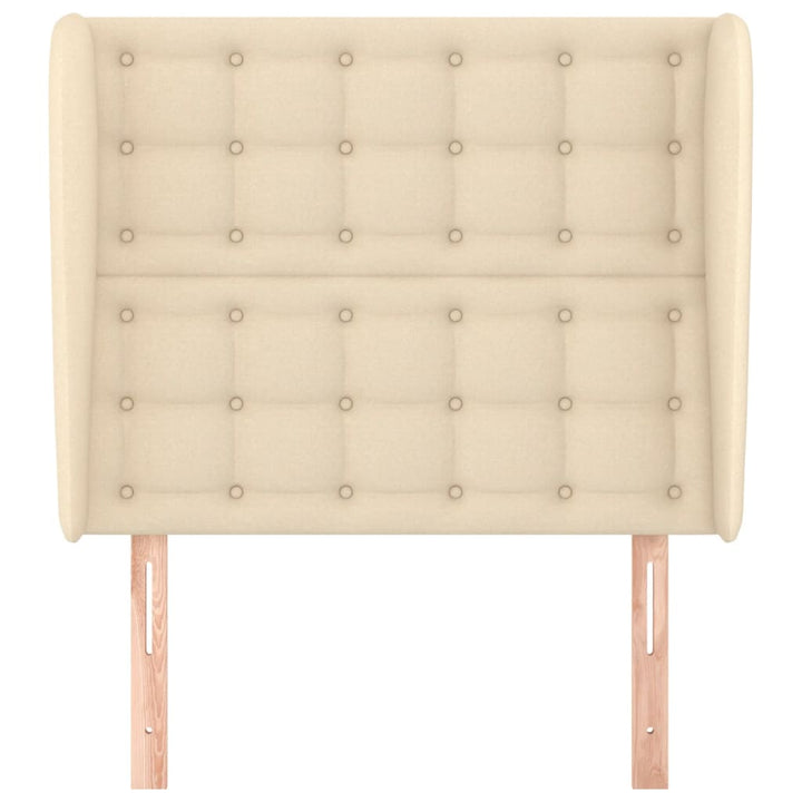 sengegavl med kanter 83x23x118/128 cm stof cremefarvet