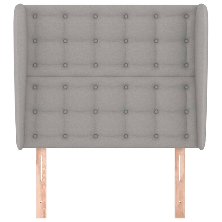 sengegavl med kanter 93x23x118/128 cm stof lysegrå