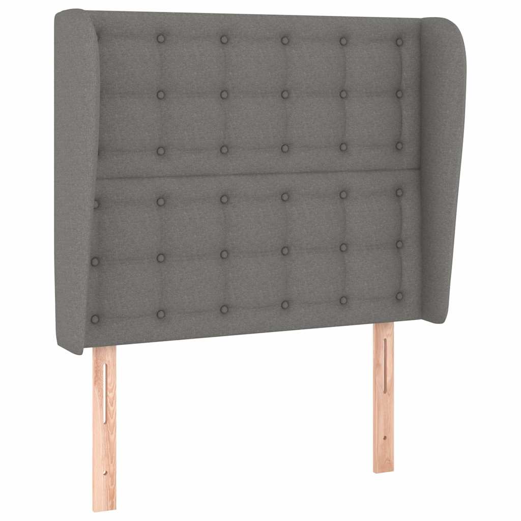sengegavl med kanter 93x23x118/128 cm stof mørkegrå