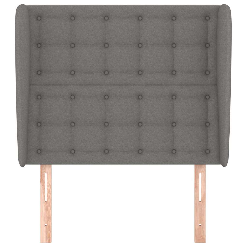 sengegavl med kanter 93x23x118/128 cm stof mørkegrå