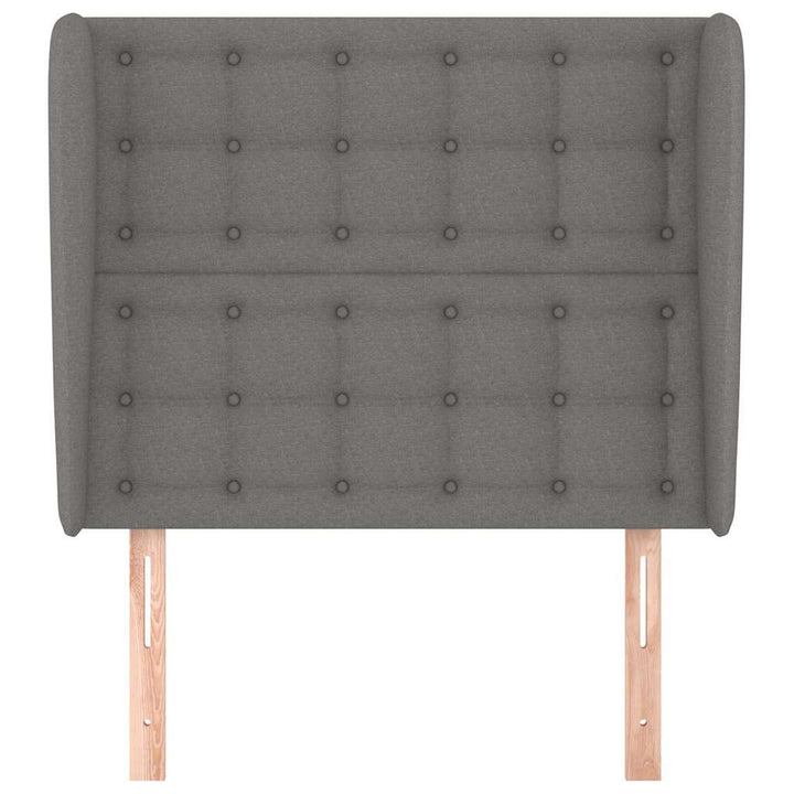 sengegavl med kanter 93x23x118/128 cm stof mørkegrå