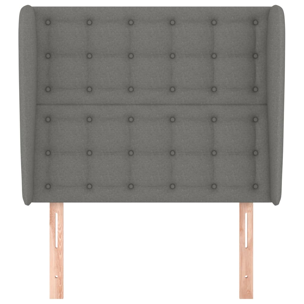 sengegavl med kanter 93x23x118/128 cm stof mørkegrå
