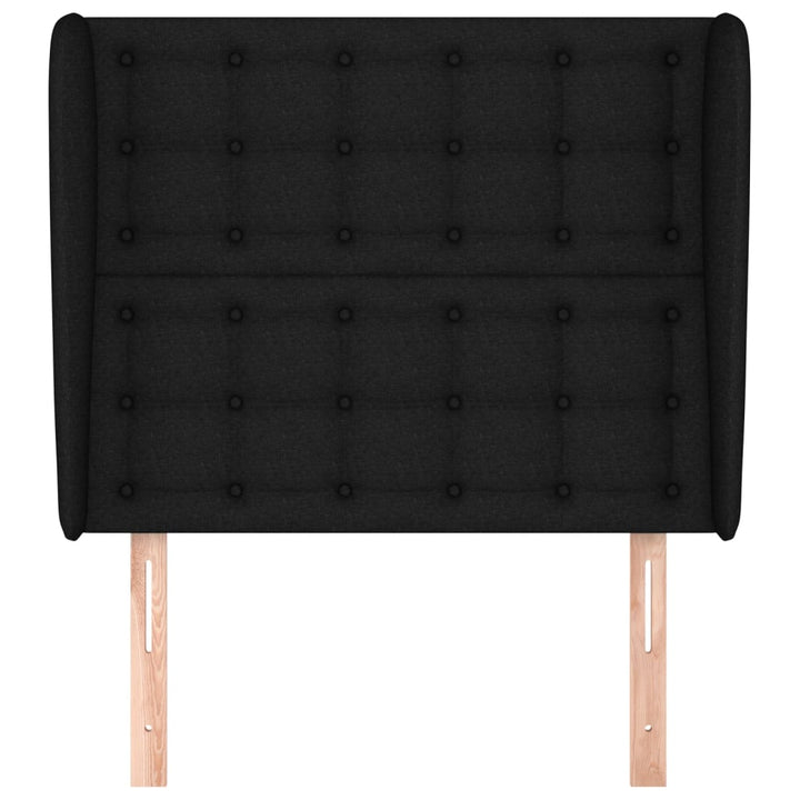 sengegavl med kanter 93x23x118/128 cm stof sort
