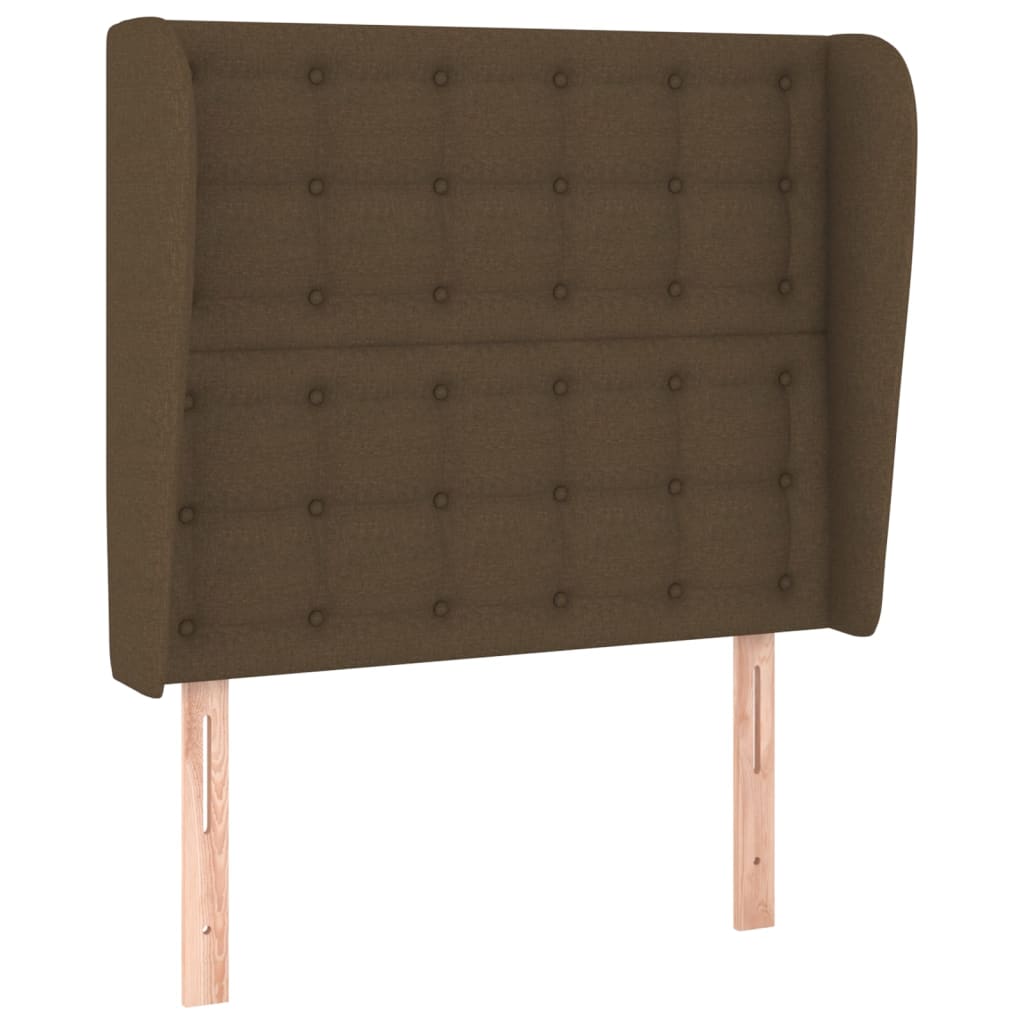 sengegavl med kanter 93x23x118/128 cm stof mørkebrun