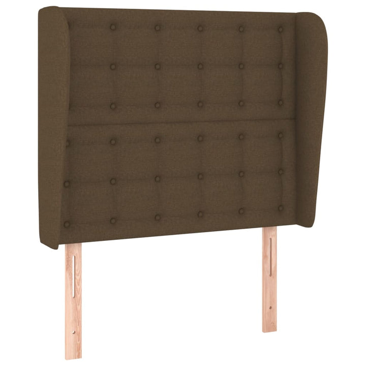 sengegavl med kanter 93x23x118/128 cm stof mørkebrun