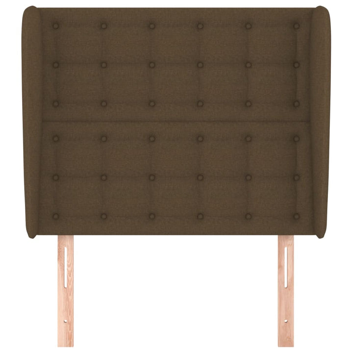 sengegavl med kanter 93x23x118/128 cm stof mørkebrun