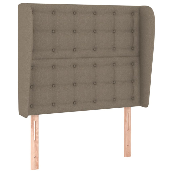 sengegavl med kanter 93x23x118/128 cm stof gråbrun