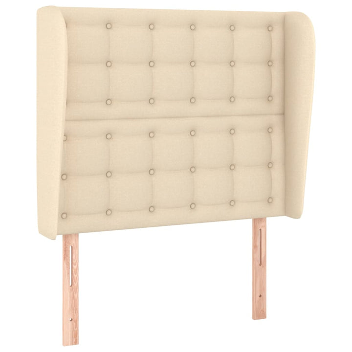 sengegavl med kanter 93x23x118/128 cm stof cremefarvet