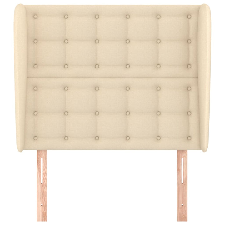 sengegavl med kanter 93x23x118/128 cm stof cremefarvet