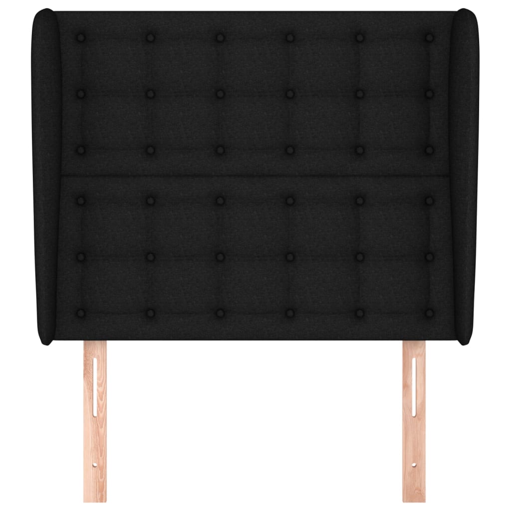 sengegavl med kanter 103x23x118/128 cm stof sort