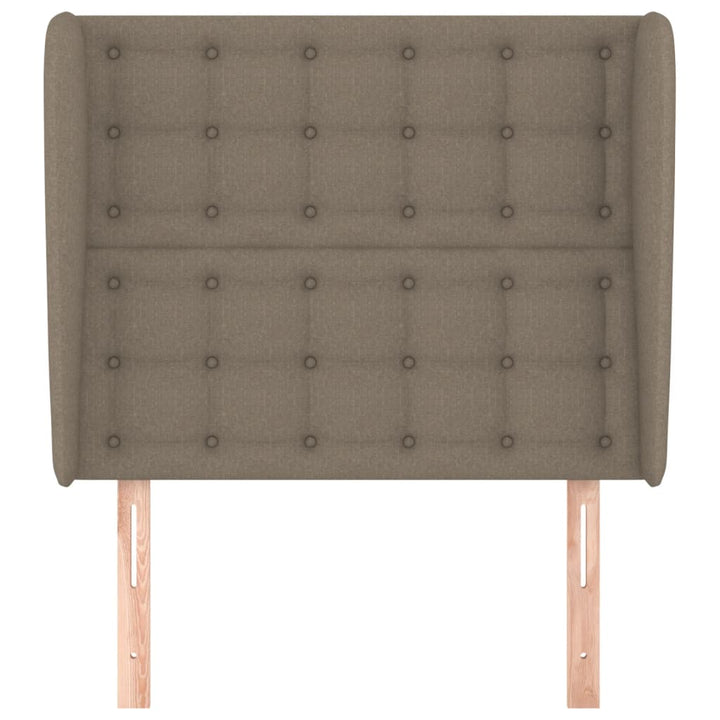 sengegavl med kanter 103x23x118/128 cm stof gråbrun