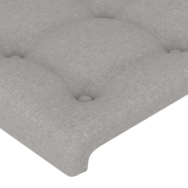 sengegavl med kanter 147x23x118/128 cm stof lysegrå