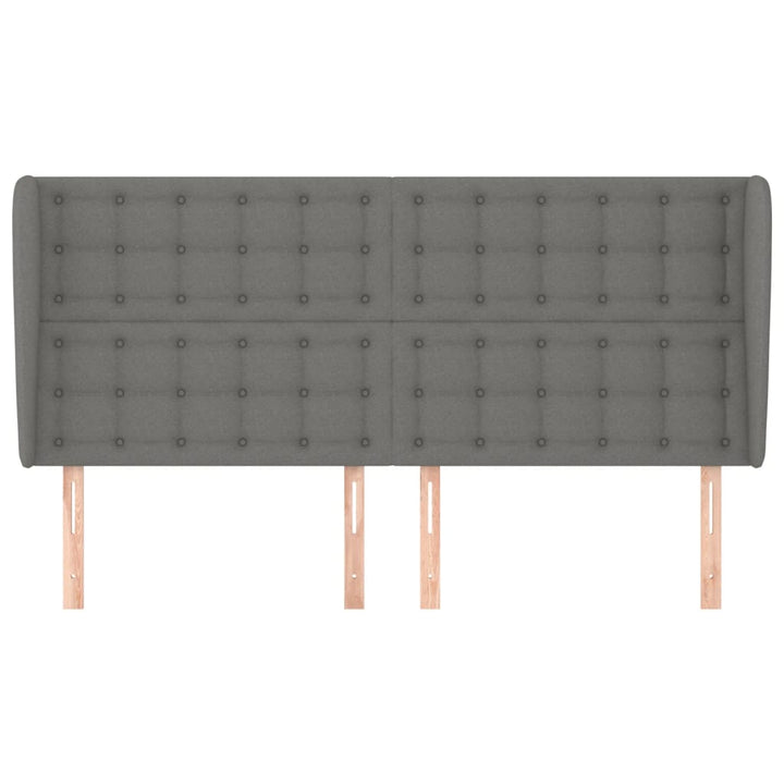sengegavl med kanter 183x23x118/128 cm stof mørkegrå