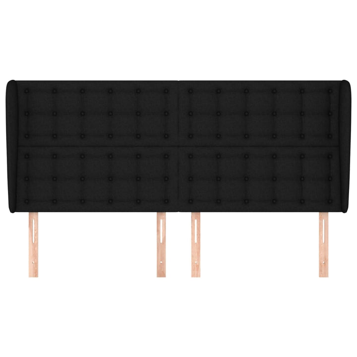sengegavl med kanter 183x23x118/128 cm stof sort