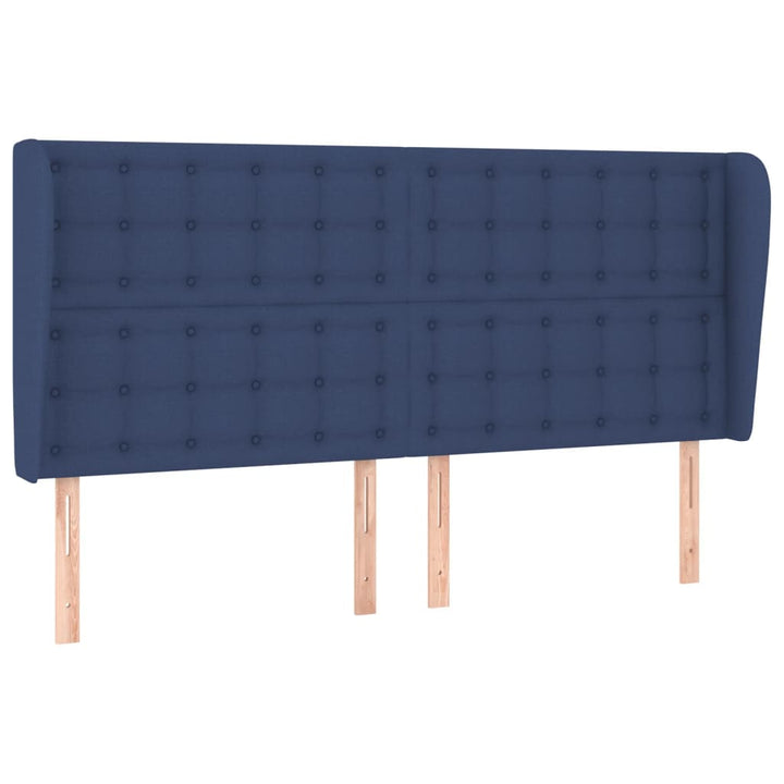 sengegavl med kanter 183x23x118/128 cm stof blå