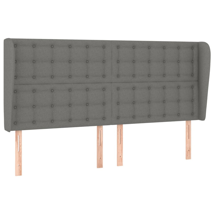 sengegavl med kanter 203x23x118/128 cm stof mørkegrå