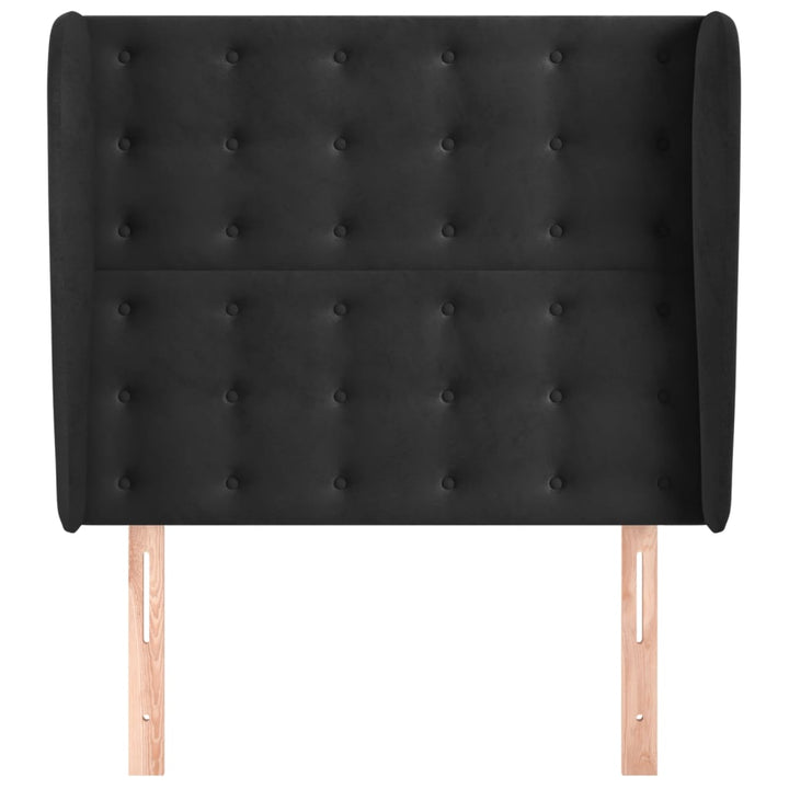 sengegavl med kanter 83x23x118/128 cm fløjl sort