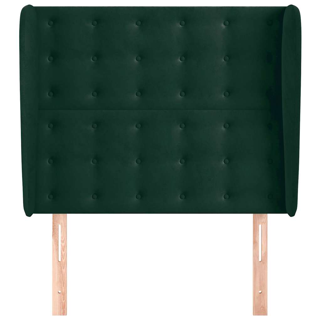 sengegavl med kanter 83x23x118/128 cm fløjl mørkegrøn
