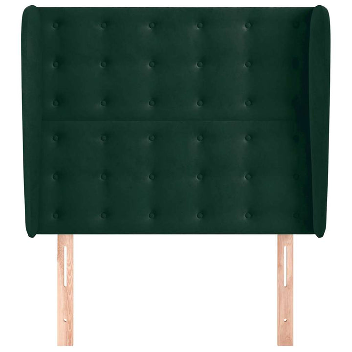 sengegavl med kanter 83x23x118/128 cm fløjl mørkegrøn