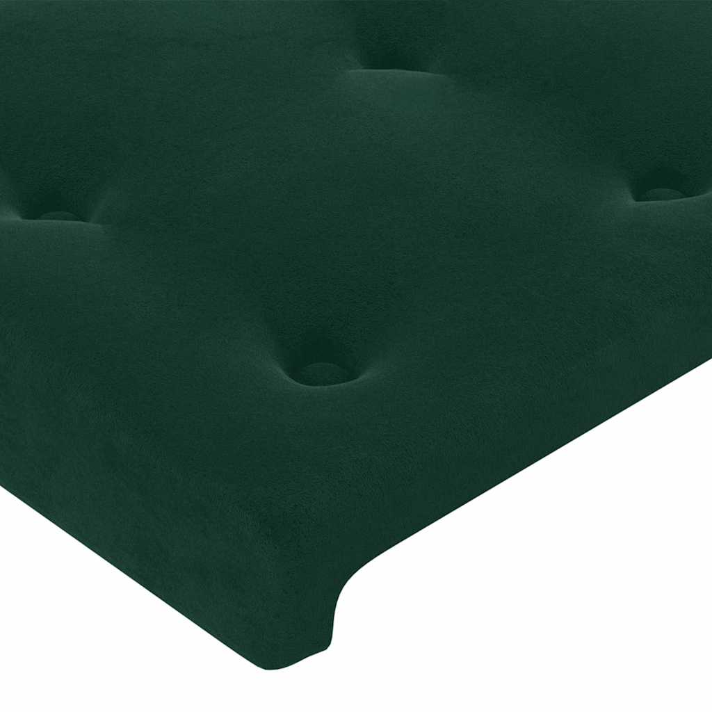sengegavl med kanter 83x23x118/128 cm fløjl mørkegrøn